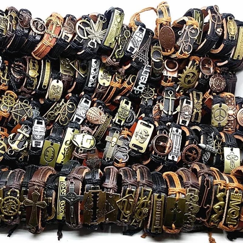 Mixed Color Handmade Braided Leather Bracelets - Set of 100 Pieces, Hot Selling with Cross-border Popularity