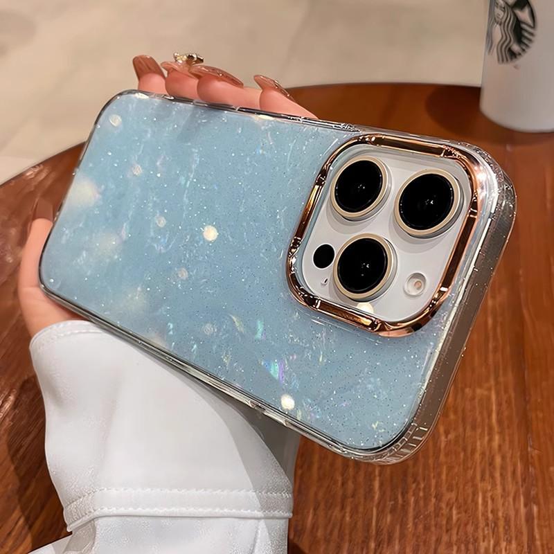 Suitable for IPhone 16 Dreamy Glitter Pink Shell Pattern Phone Case Apple 16 Pro Max Anti Drop Premium Phone Case