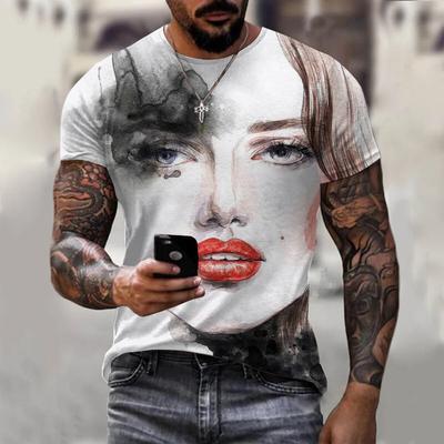 T-Shirt Herren 3D-Druck Tintenmalerei Damenmuster Sommer Herren Damen Mode Lässig Komfort Übergroßes Rundhals-T-Shirt Top