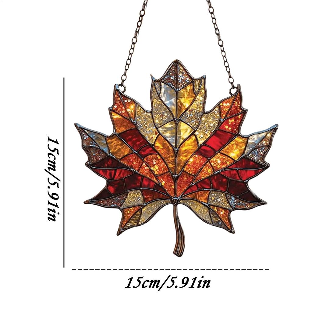 Light Catchers for Window 2D Autumn Maple Leaves Acrylic Pendant Sun Catcher Aesthetic Wall Crafts Pendant for Garden Bedroom