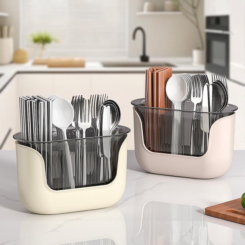 Luxury Kitchen Countertop Organizer: Multifunctional Punch-Free Chopsticks, Cutlery & Spoons Storage Box