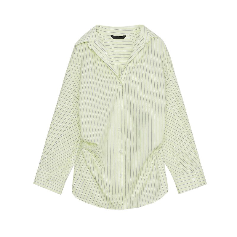 Summer New Product Women's Clothes Stripes Loose Poplin Long Sleeves Shirt 3520608 3067017 2020458