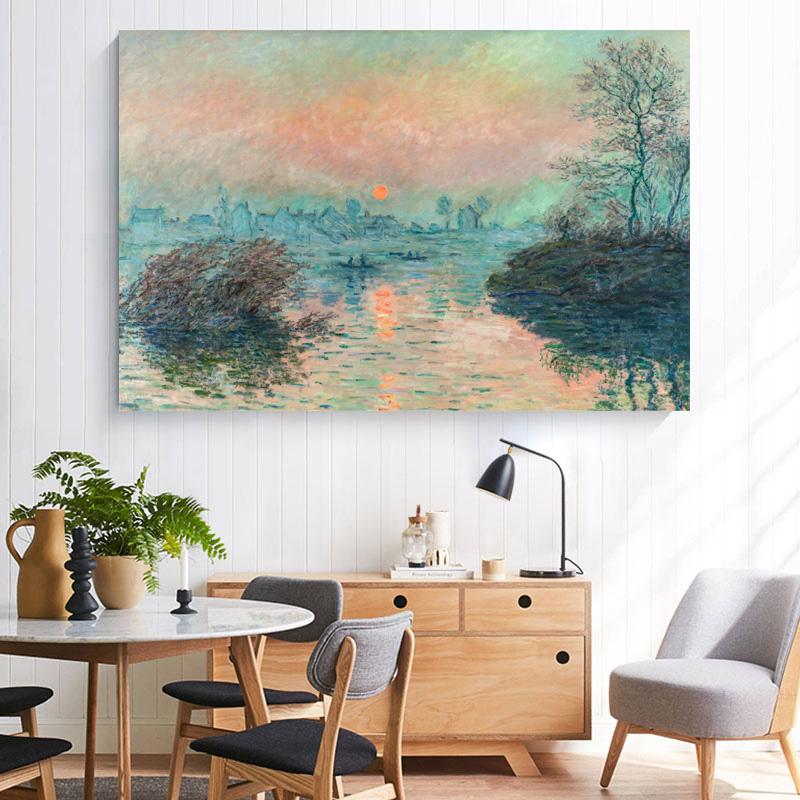 Famous Art Monesena River Sunset Retro Poster Art Print Home Decoration