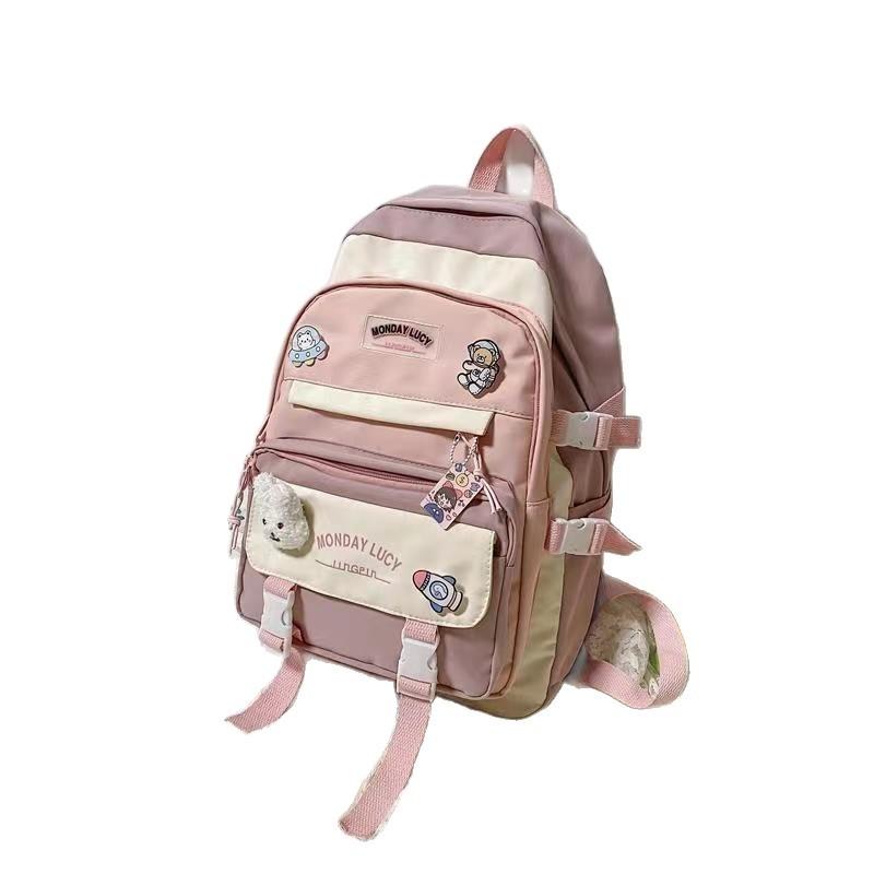 Schoolbag Girl Contrasting Schoolbag Ins Korean Version of Primary School Junior High School Student Schoolbag Mori Versatile Backpack Large Capacity 