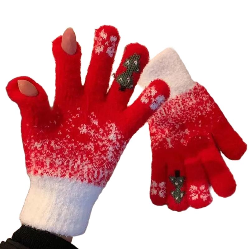 

Сенсорные перчатки для осени и зимы, теплые перчатки-подкладки для женщин и девочек, рождественская грелка для рук, женские перчатки для повседневной носки красный