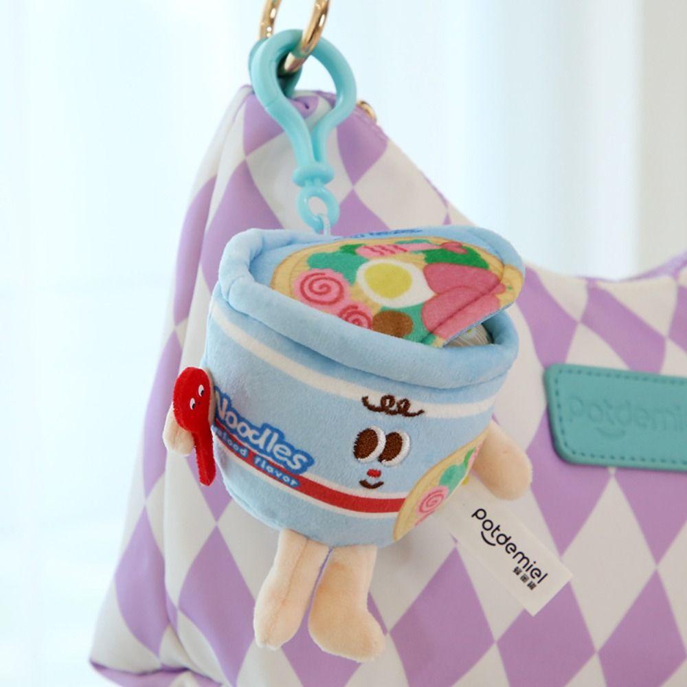 French Fries Instant Noodles Key Chain Hamburg Plush Doll Toy Cute Bread Plush Pendant  Women