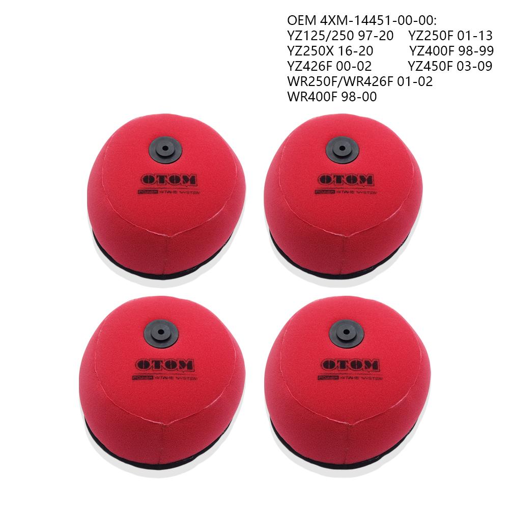 OTOM YZF WRF 250 450 Motorcycle 4 Pcs Air Filter  For YAMAHA YZ250F YZ450F YZ125 Element Dual Foam Layer Sponge Cartridge 01-26