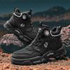 Men's Mountaineering Short Boots Fashion Retro Rotating Button High Top Thick Sole Men Sports Shoes Outdoor Travel Casual Shoes