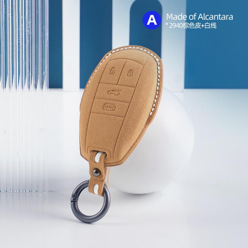 Alcantara Suede Car Key Fob Cover For Bentley Bentayga Continental Flying Spur Mulsanne Key Case Key Chains Ring Car Accessories