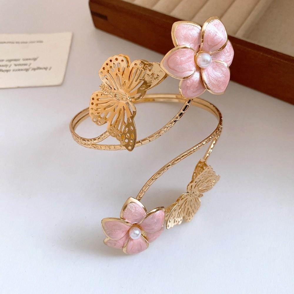 Iron Flower Butterfly Arm Cuff Twist Line Wide Open Arm Cuff Fashion Bohemian Bracelet Women