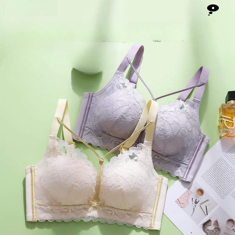 Sexy Bra Women's Lace Adjustable Bra Gathering Bra No Steel Ring Bra Anti Sagging Bra Double Breasted Bra