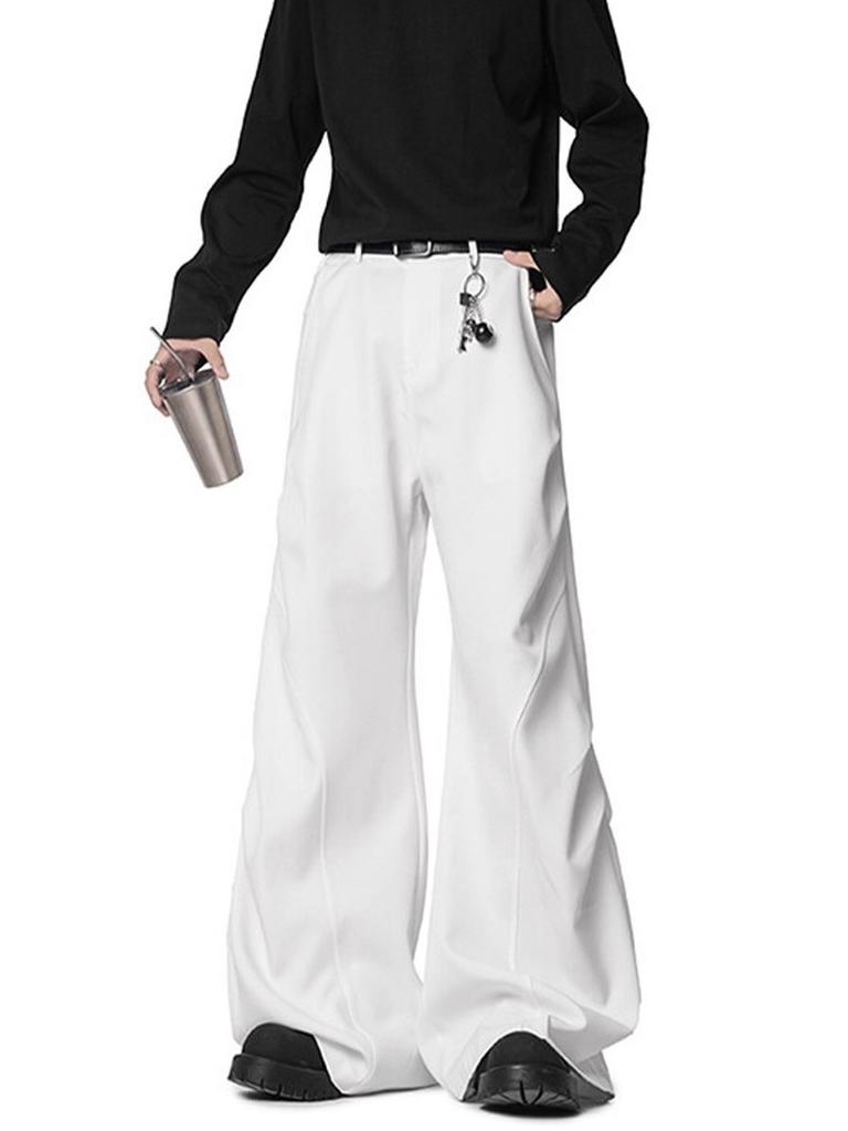 American high street pleated wide-leg pants men's summer design sense niche scimitar mopping pants drape versatile casual pants