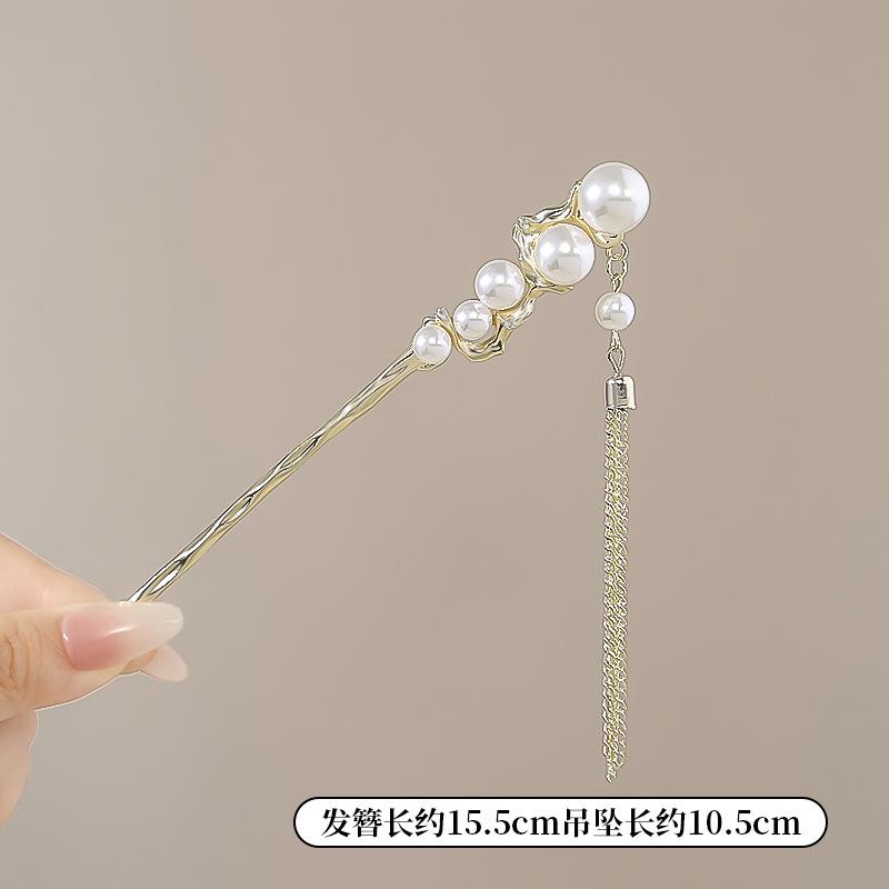 Chinesischer Stil Haarnadel für Frauen Vintage Blume Quaste Haarstab Exquisite Klare Florale Perle Haarnadel Schmuck Haarschmuck