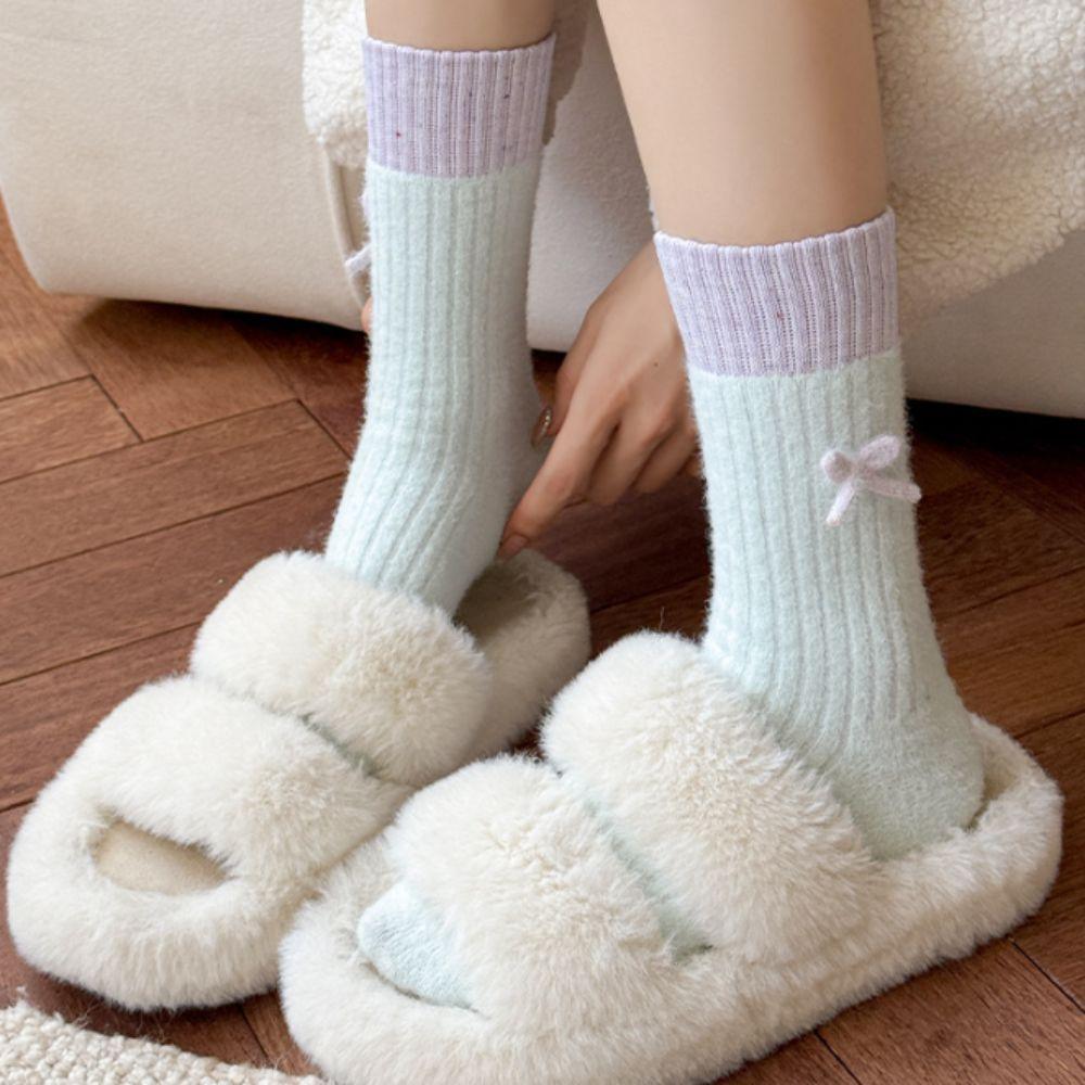 Cute Women's Thickened Socks Soft Middle Tube Socks Simple Warm Home Socks Autumn Winter