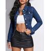 Veste en jean décontractée pour femme grande taille – Tendance, extensible et idéale pour le printemps, l'été et l'automne