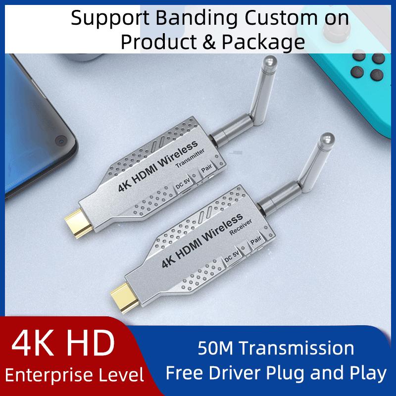 50M 4k Wireless Video Transmitter Receiver HDMI-Compatible Extender TV Stick Screen Mirror Adapter Switch DVD PC to TV Projector