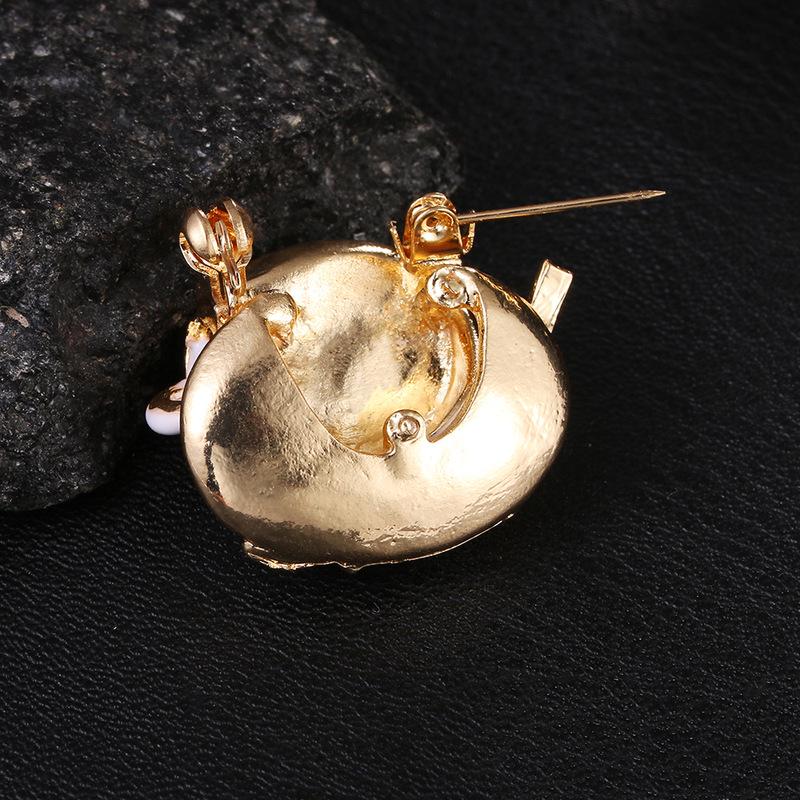 Fashion Coffee Cup Spoon Disc Shape Brooches White Enamel Gold Color Brooch Pins