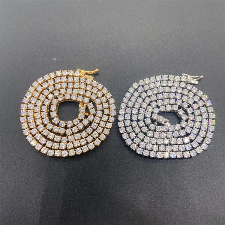 3mm Stainless Steel Tennis Chain with Zircon, Single Row Men's Hip-Hop Jewelry