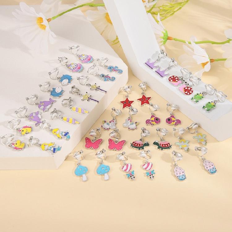 Pairs of 20 Earrings for Girls Star Plant Shape Non-pierced Earring for Teen