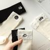5/10 Pairs Casual Solid Color Socks for Women Spring Summer Mid Calf Cotton Socks Black and White Embroidered Casual College Style Long Socks