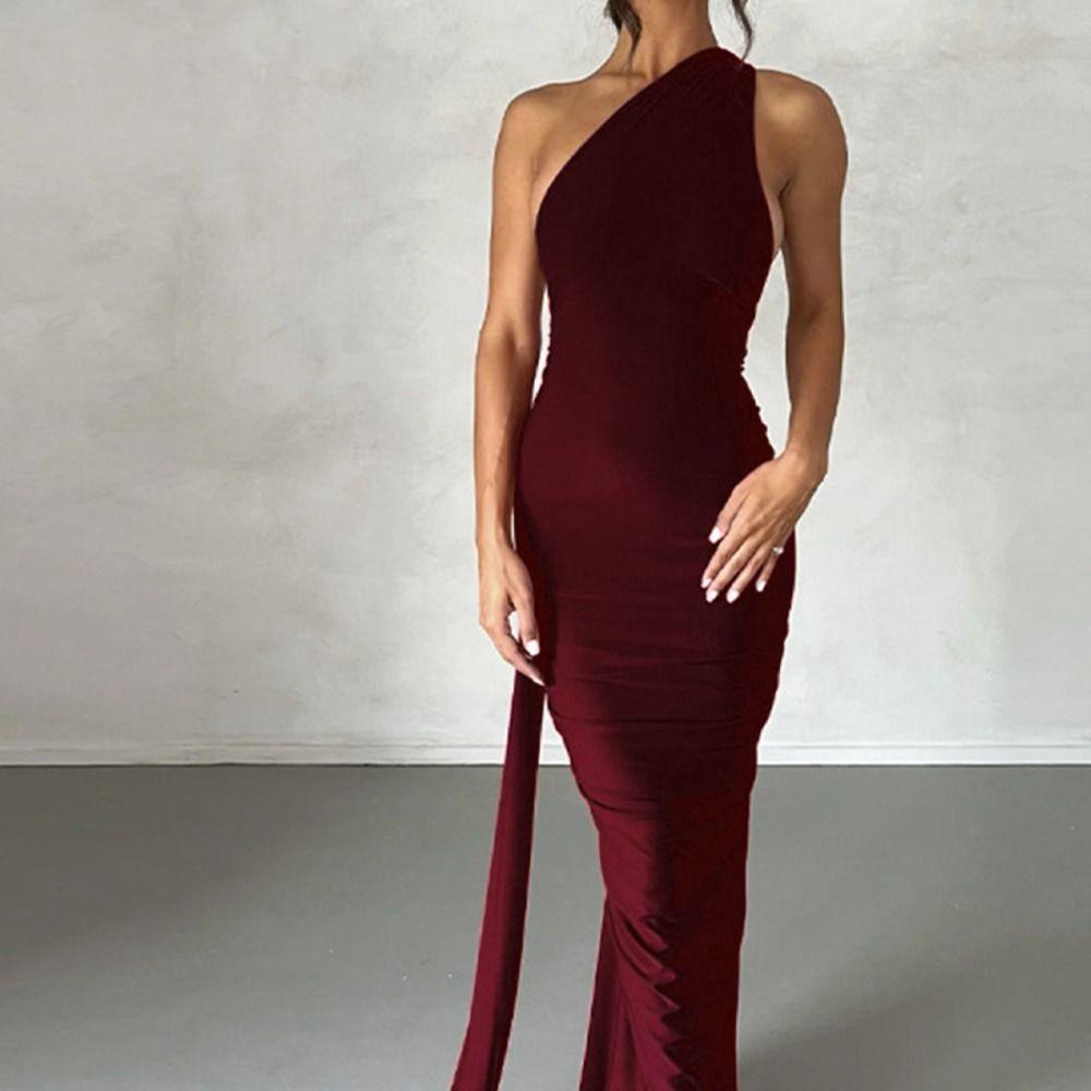 

Pure Color Sleeveless Skirt Irregular Holiday Party Dress Fashion Long Evening Dress Evening Party m белый