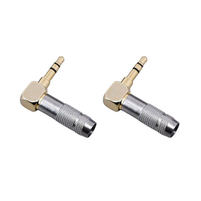 Right Angle Silver Gold Plated Audio 3.5mm Jack Male for Soldering 3 Pole Stereo 90 Degree Earphone Plug Connector Plug