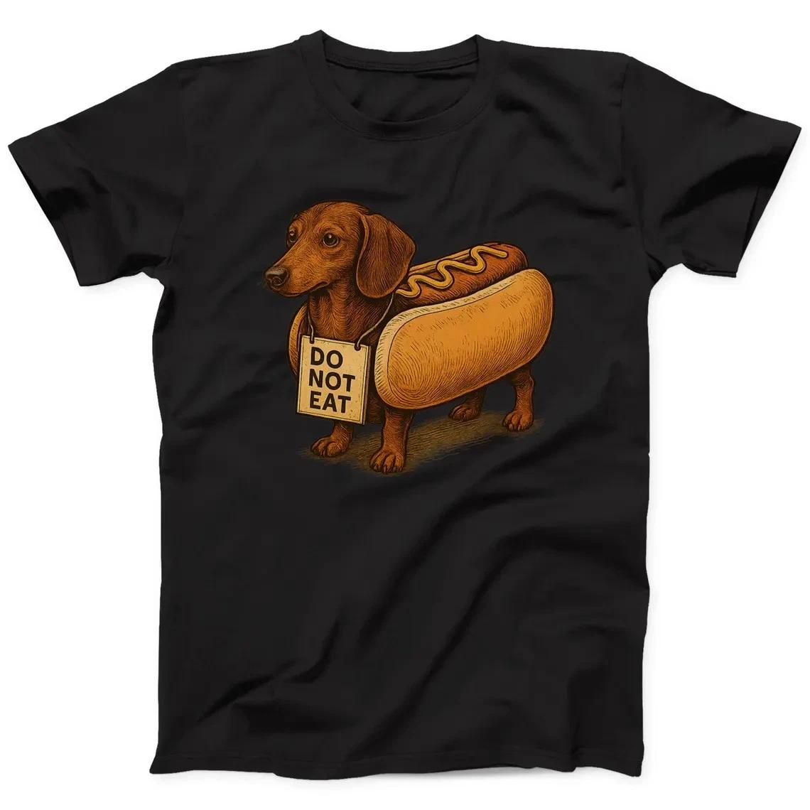 Funny Dachshund Hot Dog Shirt Do Not Eat Sausage Dog Lover Tee Graphic T-Shirt M