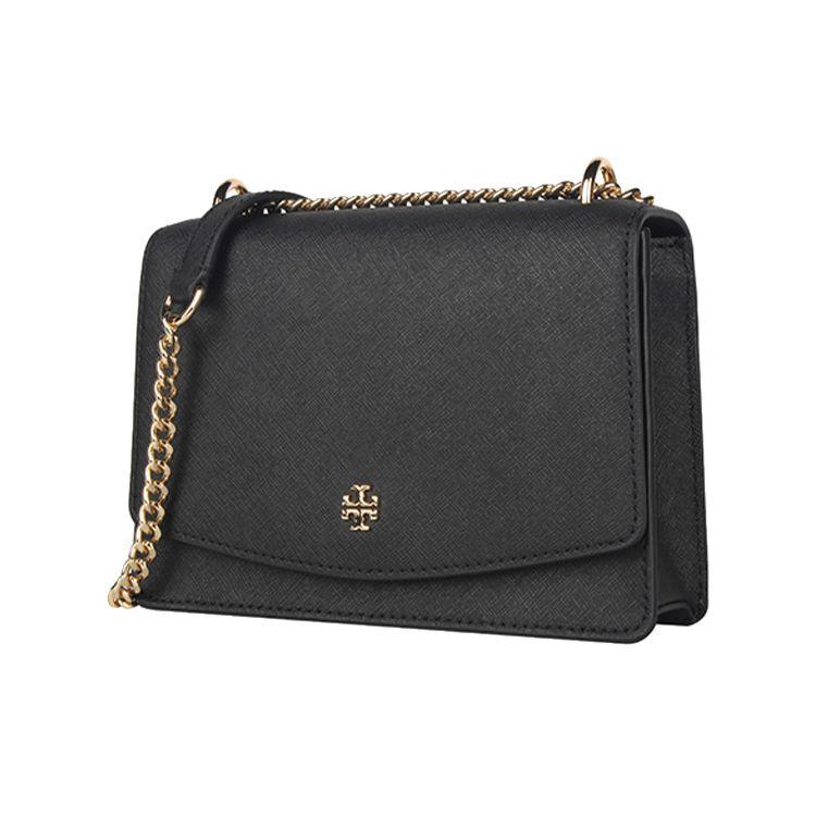 Tory Burch Minimalist Flap Closure Leather Shoulder Crossbody Bag Women Bags Black 63982-001