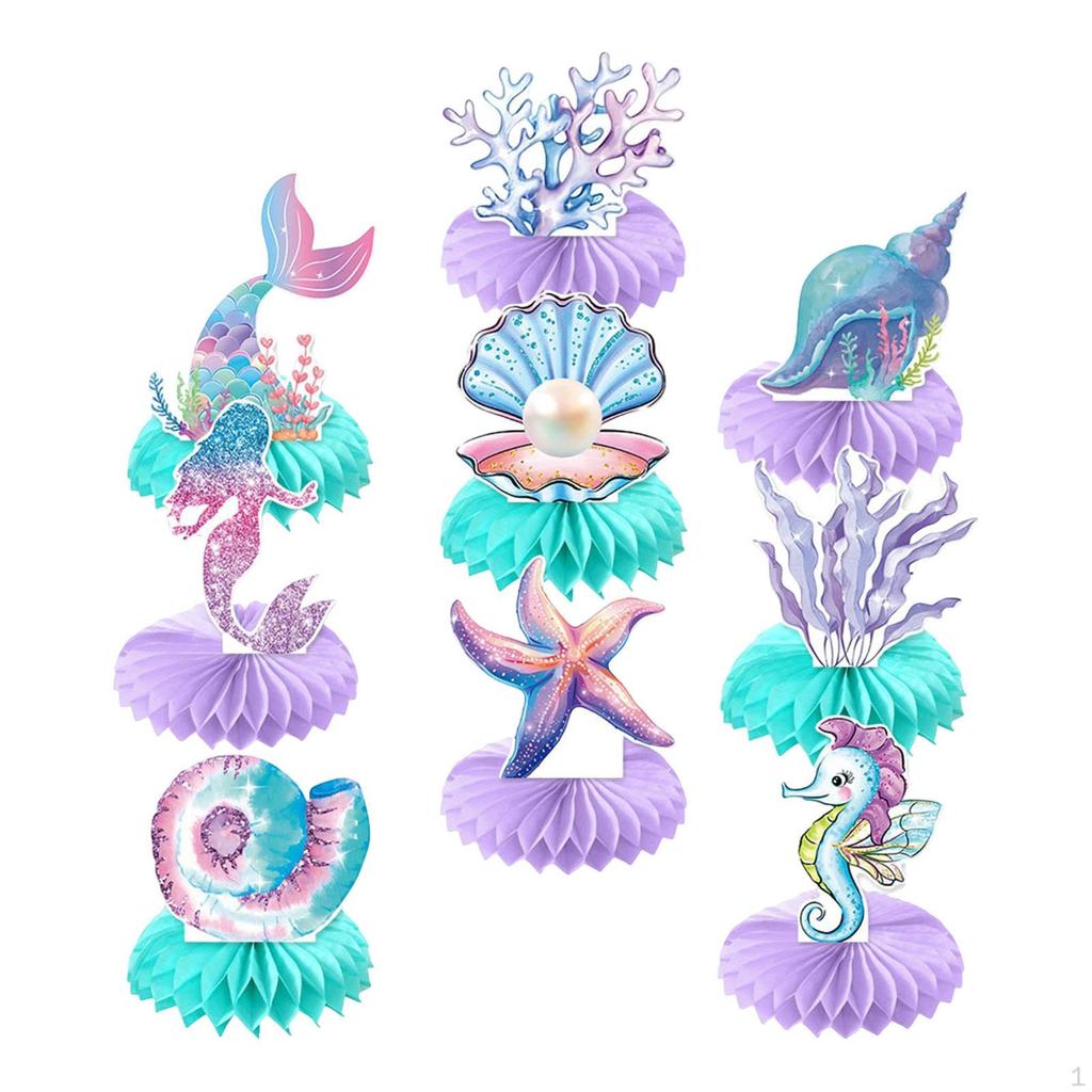Mermaid Honeycomb Centerpieces DIY Cute Table Decoration Under The Sea for Shower Celebration Gifts