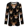Women's Fashion Casual Long Sleeve Christmas Printed Round Neck Top