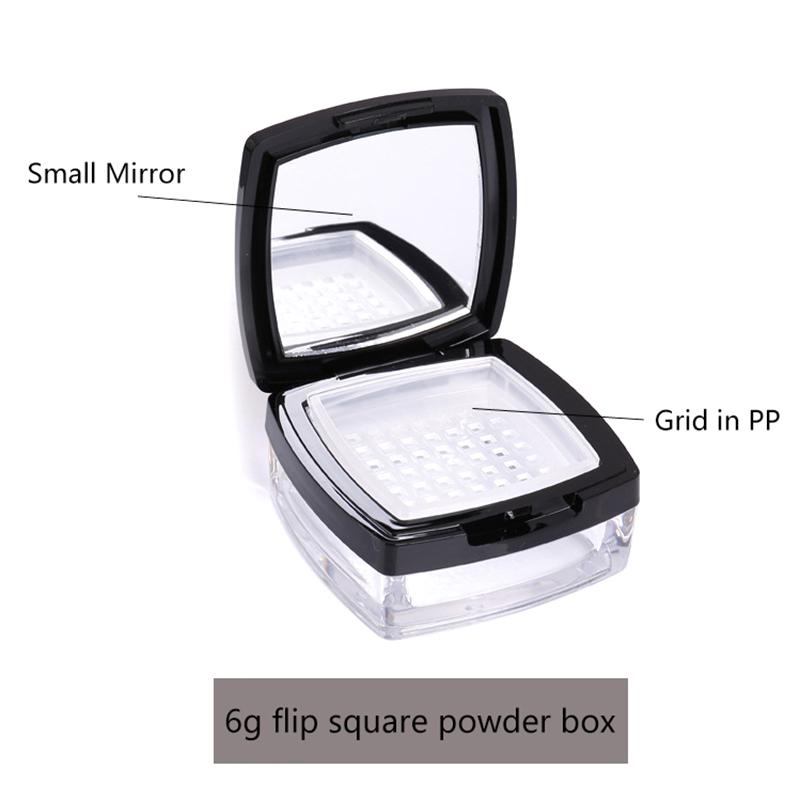 6G Plastic Loose Jar With Sifter Empty Cosmetic Container Black Matte Cap Makeup Compact Portable Loose Box