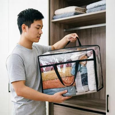Bolsa de Almacenamiento Transparente Impermeable de Gran Capacidad para Ropa y Edredones