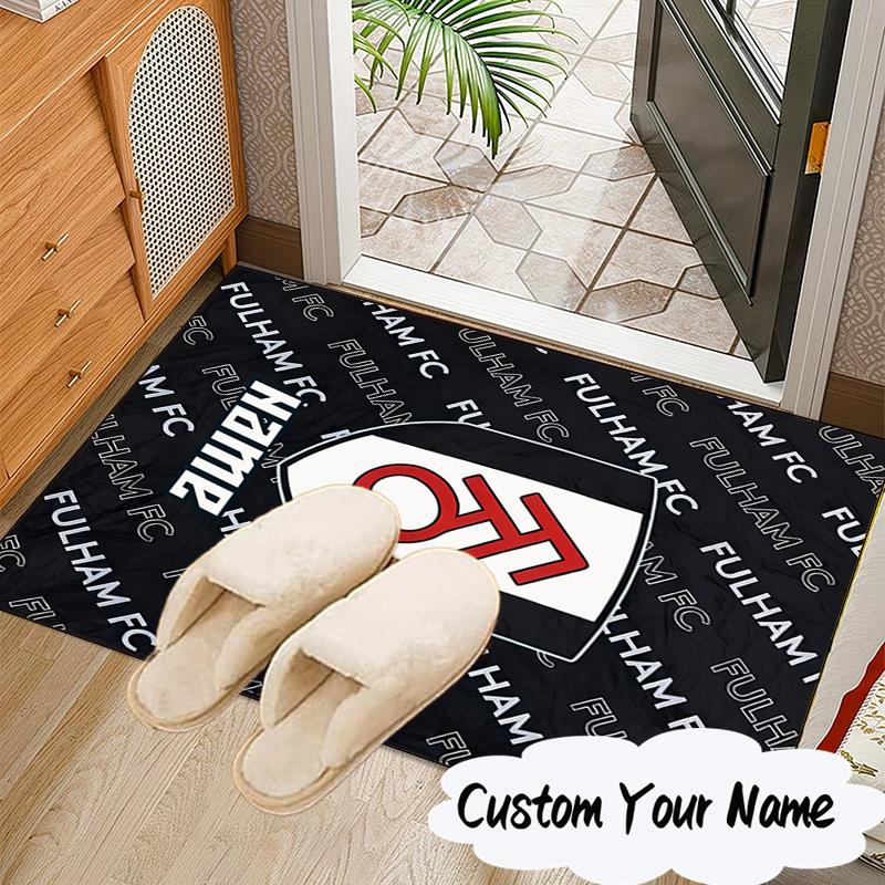 Custom Name Fulham FC Crest Rug for Living Room, Game Rooms, Office, Bedroom, Floor Mat Playful Design, fan gifts Christmas decor