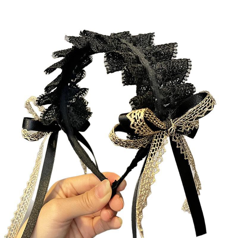 Retro Lolita Pleated Lace Headband & Hair Clip - Cute Children's Hair Accessories