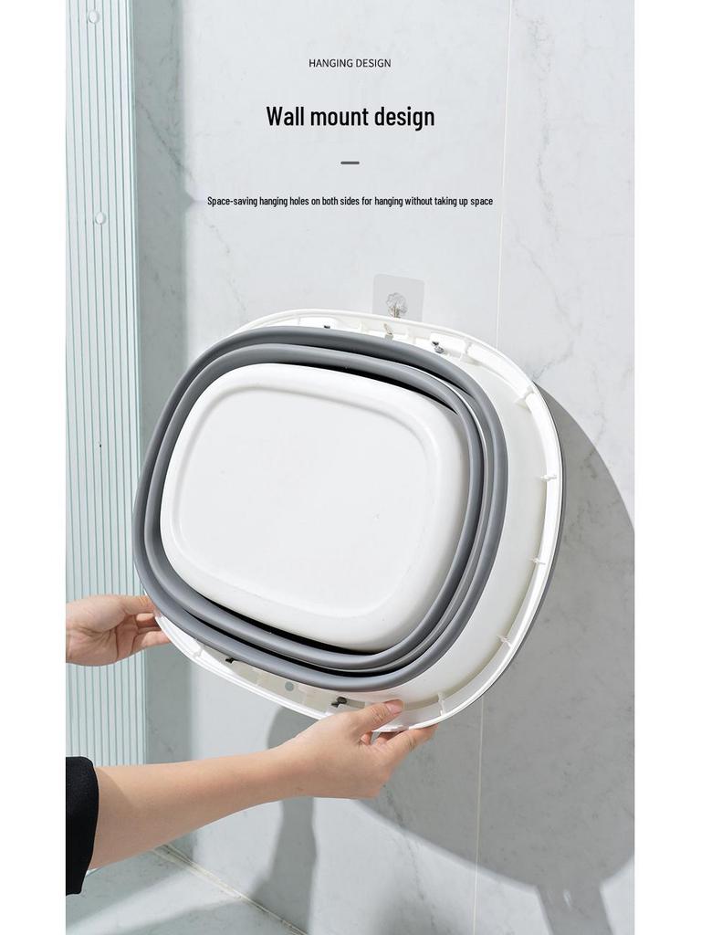 Foldable Household Storage Bucket with Handle - Large Capacity, Portable for Outdoor Camping, Car Use, or Laundry.