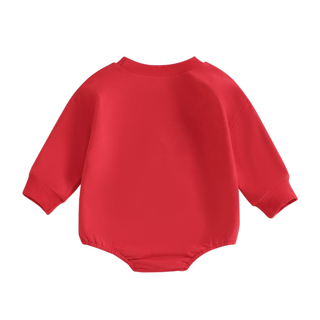 Baby Girl Fall Sweatshirt Romper Bow Embroidery Long Sleeve Crew Neck Bubble Jumpsuit 