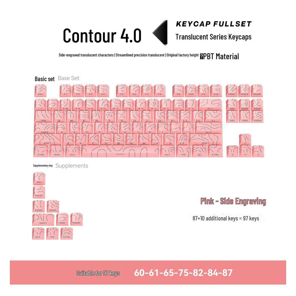 Contour 4.0 Side-Engraved Translucent Custom Keycaps for Magnetic Mechanical Switch Keyboard