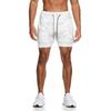 Men's Double Layer Color Block Sports Shorts with Hang Towel - Breathable, Solid Color Fitness Running Shorts.