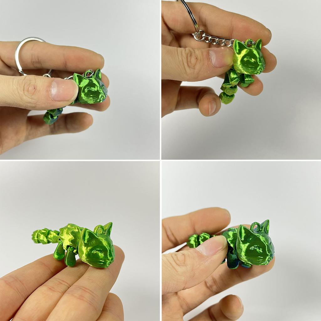 Artistic 3D Printed Cat Keychain Charm 3D Printed Cat Keyring With Movable Links For Unique And Stylish Key Accessory