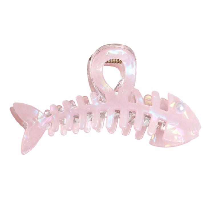 Nacreous Fish Bone Hair Clip Slip Resistant Design Lightweight Hairpin For Women Girls Soft Feel Wear
