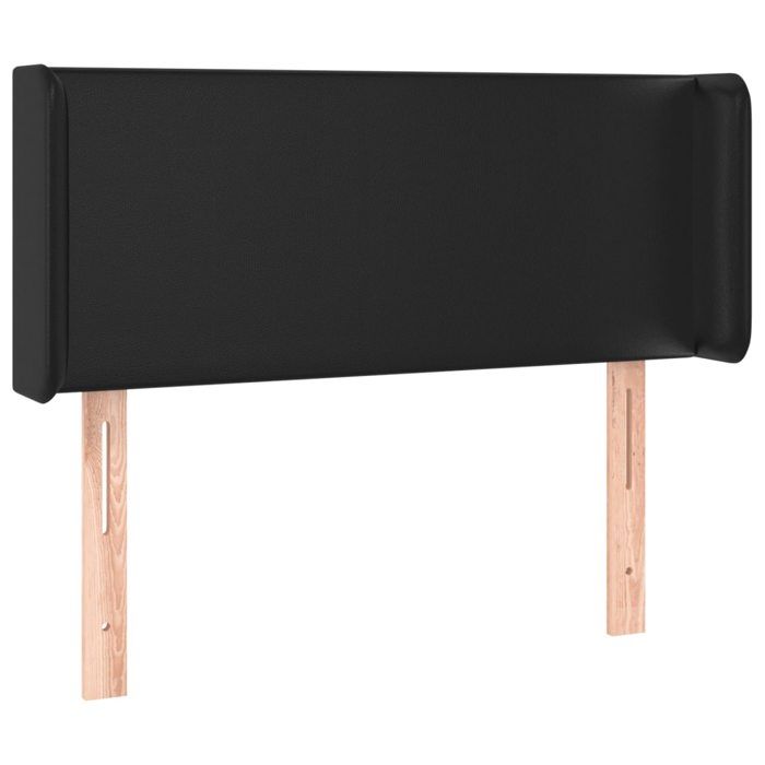 Tête de lit - MAISON EXCLUSIVE - Avec oreilles - Similicuir noir - Hauteur réglable - Pieds bois