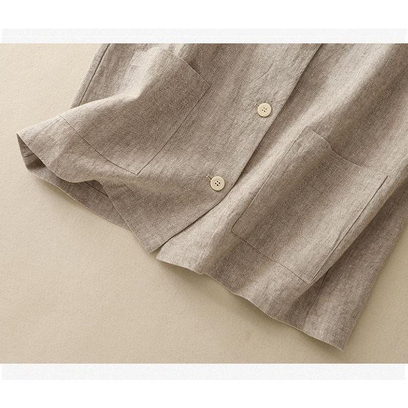 Spring and Summer Solid Color Retro Cotton and Linen Casual Loose Sleeveless Vest Vest Women