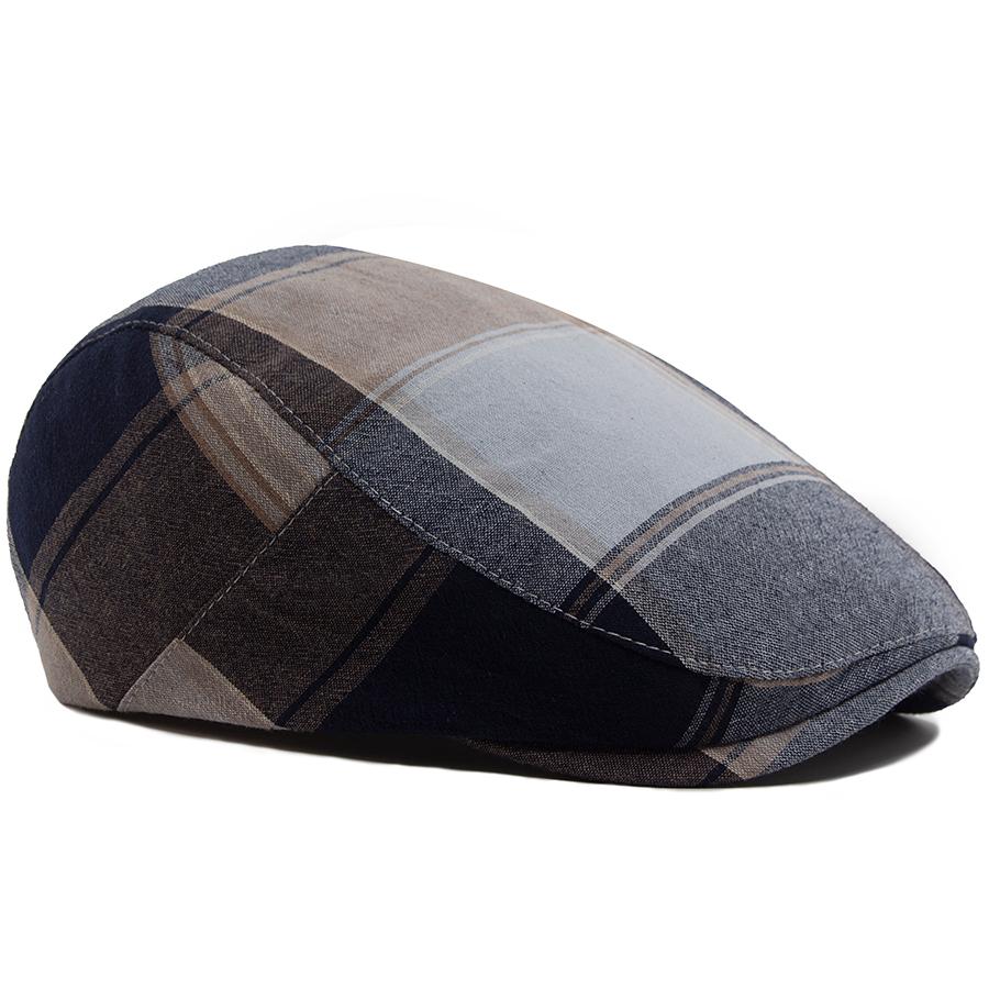 New Vintage Plaid Beret Men Women Visor Flat Cap Summer Thin Retro Soft Top Newsboy Hat Casual Female Berets Boina Adjustable