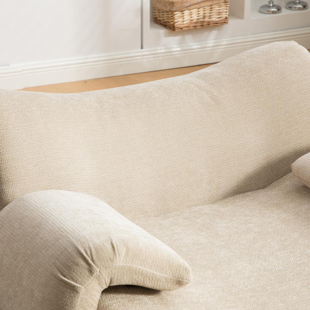 Modular compression sofa, chenille fabric, 30D high-elasticity foam filling. Easy to move, slip-resistant base. Ideal for living room. Light Khaki