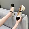 Xiaoxiangfeng French thick heel Mary Jane women's shoes 2025 new square head thick heel color matching word with single shoes women