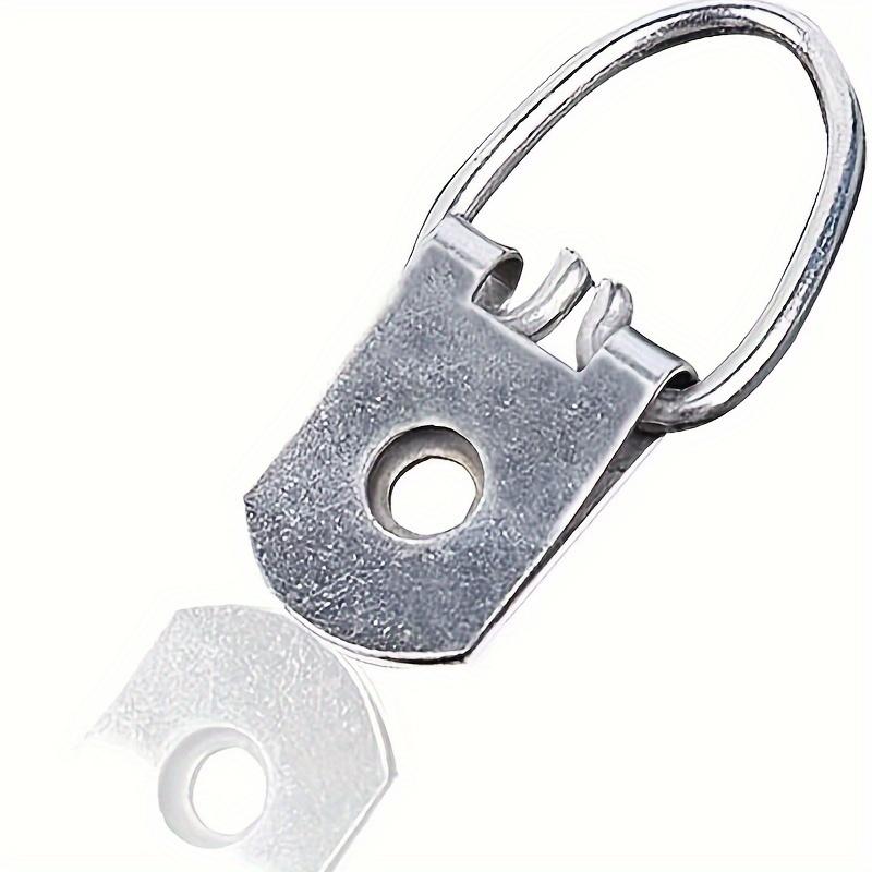 10pcs Metal D-Ring Picture Hangers with Screws - Durable Single Hole Hooks for Clocks, Paintings, Artwork, and Mirrors