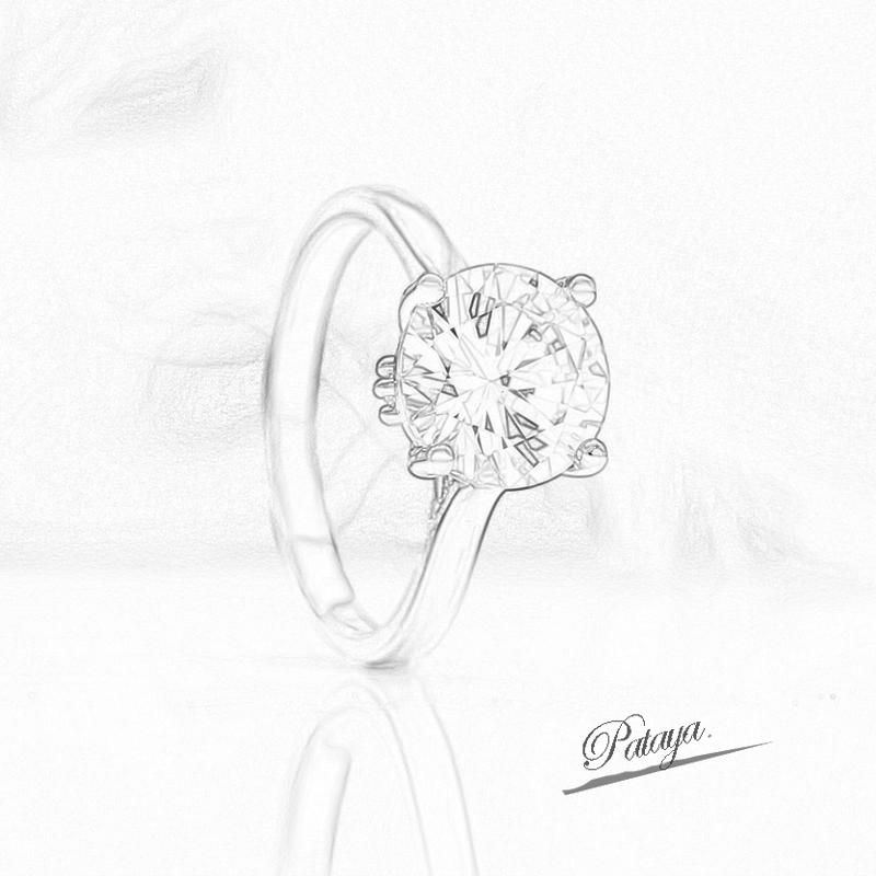 PATAYA Rose Gold Color Inlaid White 9mm Artificial Zircon Women's Ring