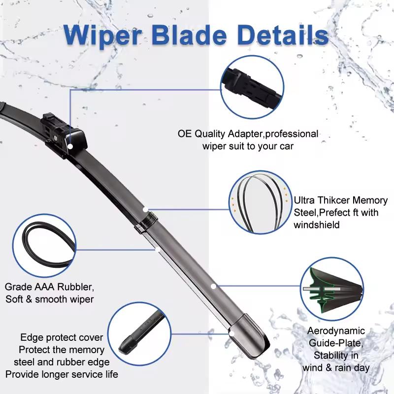 2PCS Wiper Blades Set Kit For Fiat Fiorino MK3 2008-2013 Front Windshield Brushes Windscreen Window Accessories