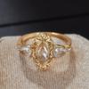 Huajie Women's Rhombus Cubic Zirconia Brilliant Rings Retro Gold Color Elegant Classic Banquet New  Fashion Tide
