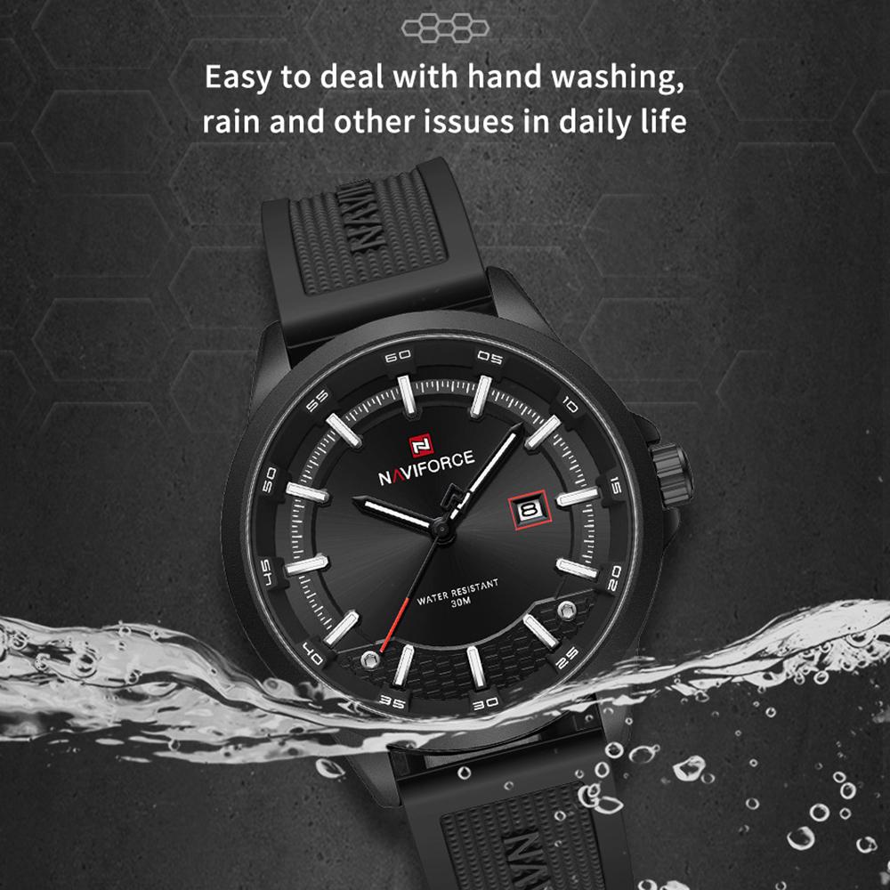 NAVIFORCE Men's Watch Quartz Calendar Luminous Hands Waterproof Silica Strap Round Simple Dial Fashion Casual Watch for Men NF9248T